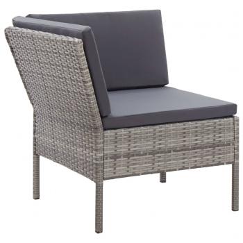 6-tlg. Garten-Lounge-Set mit Auflagen Poly Rattan Grau