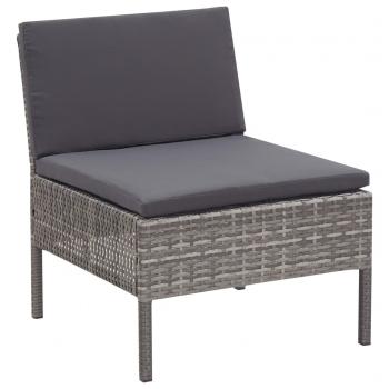 6-tlg. Garten-Lounge-Set mit Auflagen Poly Rattan Grau