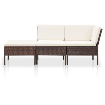 8-tlg. Garten-Lounge-Set mit Auflagen Poly Rattan Braun