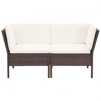 8-tlg. Garten-Lounge-Set mit Auflagen Poly Rattan Braun