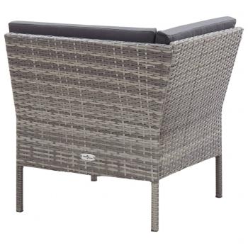 8-tlg. Garten-Lounge-Set mit Auflagen Poly Rattan Grau