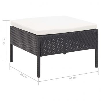 3-tlg. Garten-Lounge-Set mit Auflagen Poly Rattan Schwarz