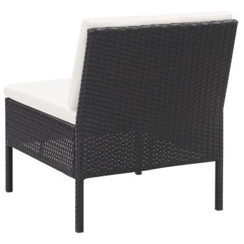 3-tlg. Garten-Lounge-Set mit Auflagen Poly Rattan Schwarz