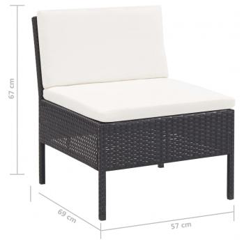 3-tlg. Garten-Lounge-Set mit Auflagen Poly Rattan Schwarz