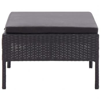 3-tlg. Garten-Lounge-Set mit Auflagen Poly Rattan Schwarz