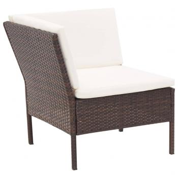 3-tlg. Garten-Lounge-Set mit Auflagen Poly Rattan Braun