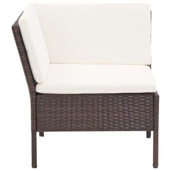 3-tlg. Garten-Lounge-Set mit Auflagen Poly Rattan Braun