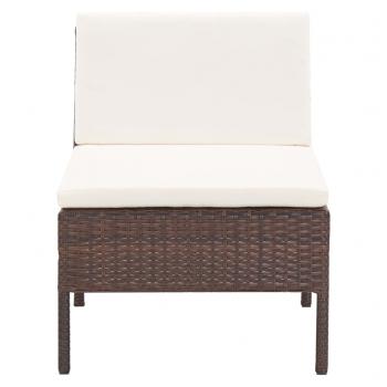 3-tlg. Garten-Lounge-Set mit Auflagen Poly Rattan Braun