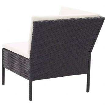 3-tlg. Garten-Lounge-Set mit Auflagen Poly Rattan Schwarz