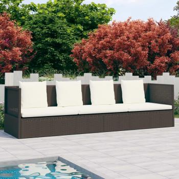 ARDEBO.de - Garten-Sofabett mit Kissen Poly Rattan Braun