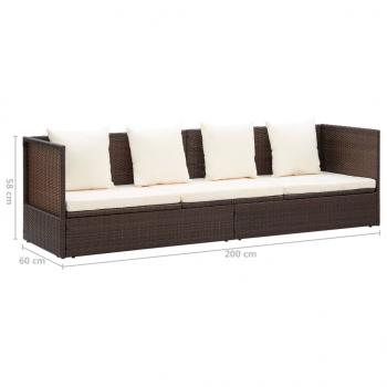 Garten-Sofabett mit Kissen Poly Rattan Braun