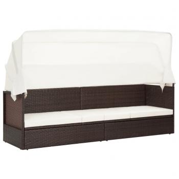 ARDEBO.de - Gartensofa mit Sonnendach Poly Rattan Braun