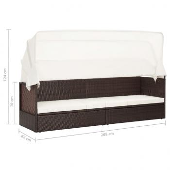 Gartensofa mit Sonnendach Poly Rattan Braun