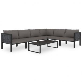 Sofa-Eckelement mit Linker Armlehne Poly Rattan Anthrazit 