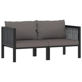 ARDEBO.de - 2-Sitzer-Sofa mit Auflage Anthrazit Poly Rattan 