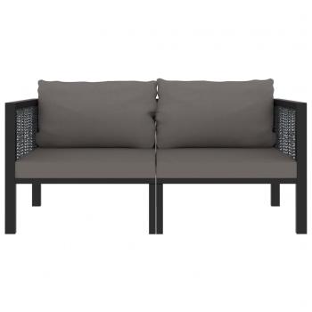 2-Sitzer-Sofa mit Auflage Anthrazit Poly Rattan 