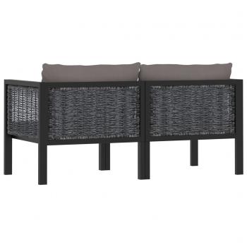 2-Sitzer-Sofa mit Auflage Anthrazit Poly Rattan 