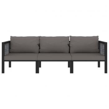 3-Sitzer-Sofa mit Auflage Anthrazit Poly Rattan 