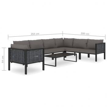 8-tlg. Garten-Lounge-Set mit Auflagen Poly Rattan Anthrazit