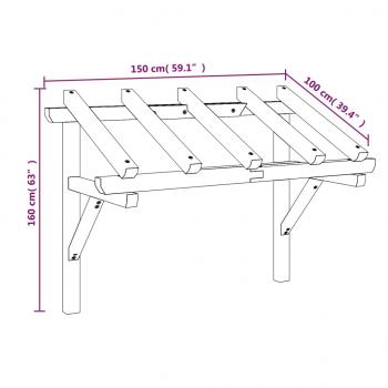 Türvordach 150x100x100 cm Kiefer Massivholz