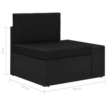 Modulares Sofa-Eckteil mit Armlehne (links) Poly Rattan Schwarz