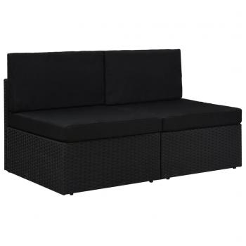 ARDEBO.de - Modulares 2-Sitzer-Sofa Poly Rattan Schwarz