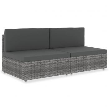 ARDEBO.de - Modulares 2-Sitzer-Sofa Poly Rattan Grau