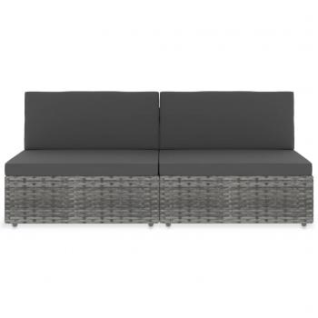 Modulares 2-Sitzer-Sofa Poly Rattan Grau