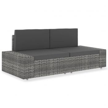 ARDEBO.de - Modulares 2-Sitzer-Sofa Poly Rattan Grau