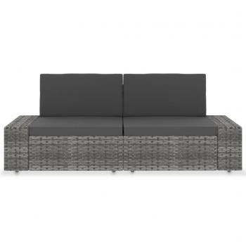 Modulares 2-Sitzer-Sofa Poly Rattan Grau