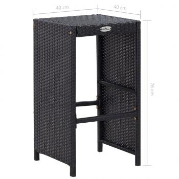 7-tlg. Gartenbar-Set mit Auflagen Poly Rattan Schwarz