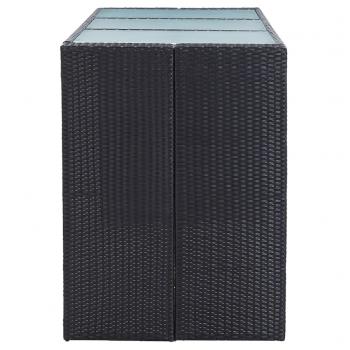 7-tlg. Gartenbar-Set mit Auflagen Poly Rattan Schwarz