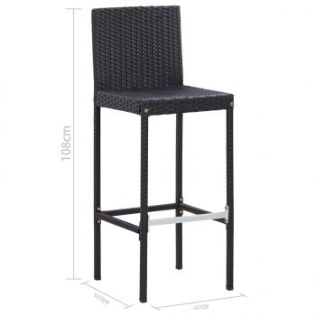 7-tlg. Gartenbar-Set mit Kissen Poly-Rattan Schwarz