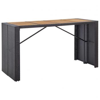 9-tlg. Garten-Bar-Set Poly Rattan und Akazienholz Schwarz