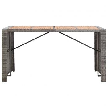 9-tlg. Garten-Bar-Set Poly Rattan und Akazienholz Grau