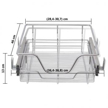 Einbauschublade Korbauszug 2 Stk. Silbern 400 mm