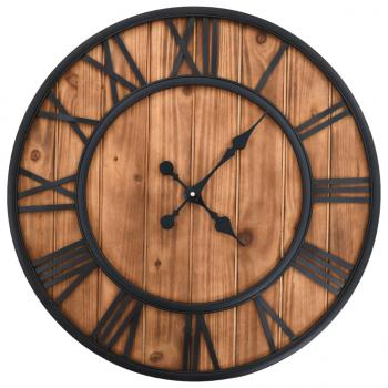 ARDEBO.de - Wanduhr Vintage mit Quarzwerk Holz und Metall 60 cm XXL