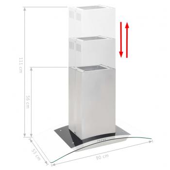 Insel-Dunstabzugshaube 90 cm Edelstahl 756 m³/h LED