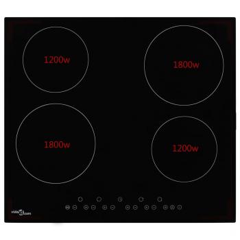 Glaskeramik-Kochfeld mit 4 Platten Touch Control 6000 W