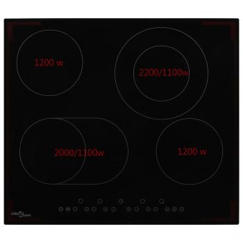 Glaskeramik-Kochfeld mit 4 Platten Touch Control 6600 W