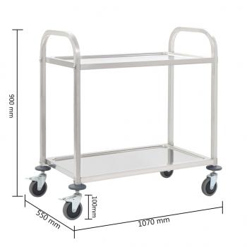 2-Stufiger Servierwagen 96,5 x 55 x 90 cm Edelstahl