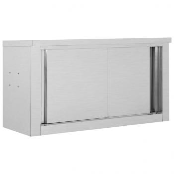 ARDEBO.de - Wandhängeschrank mit Schiebetüren 90×40×50 cm Edelstahl