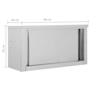 Wandhängeschrank mit Schiebetüren 90×40×50 cm Edelstahl