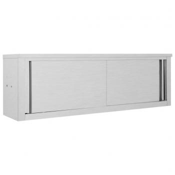 ARDEBO.de - Wandhängeschrank mit Schiebetüren 150×40×50 cm Edelstahl