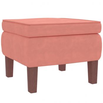 Schaukelsessel und Hocker mit Holzbeinen Rosa Samt