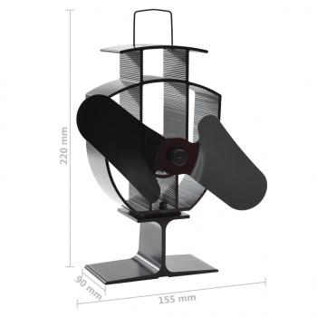Ofenventilator Wärmebetrieben 2 Blätter Schwarz