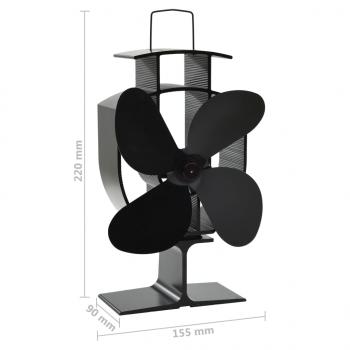 Ofenventilator Wärmebetrieben 4 Blätter Schwarz