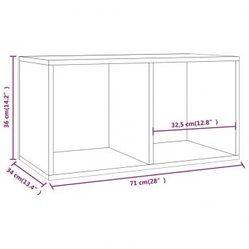 Schallplatten-Aufbewahrungsbox Hochglanz-Weiß 71x34x36 cm