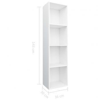 Bücherregal/TV-Schrank Weiß 36×30×143 cm Holzwerkstoff