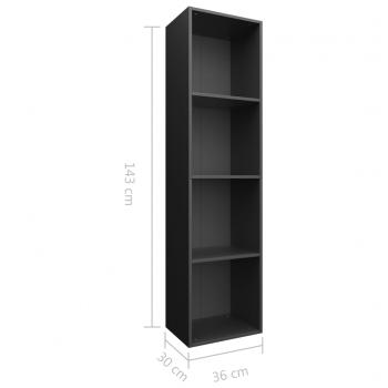 Bücherregal/TV-Schrank Schwarz 36x30x143 cm Holzwerkstoff